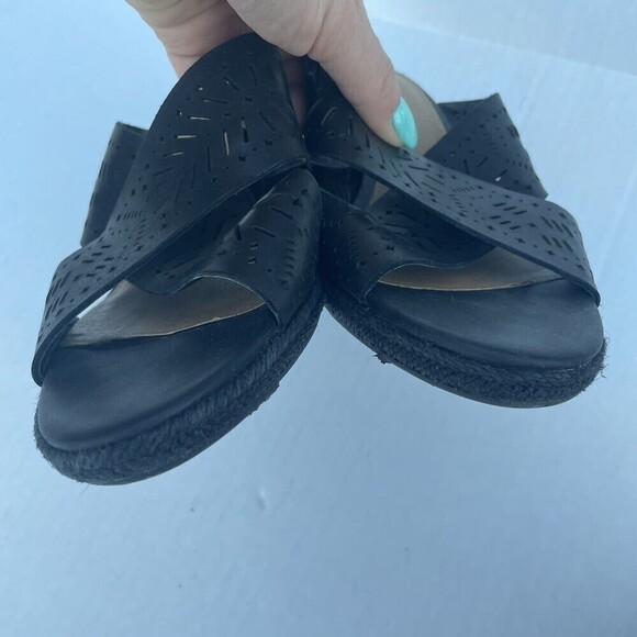 Lucky Brand Womens Keela Leather Open Toe Casual Espadrille Black Size 8M​​​​​​ - Picture 3 of 5